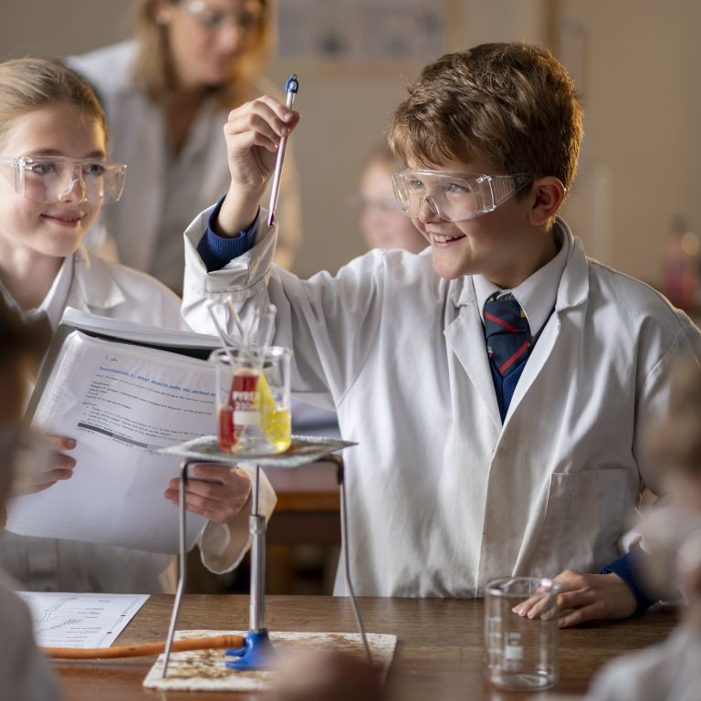 students in science class